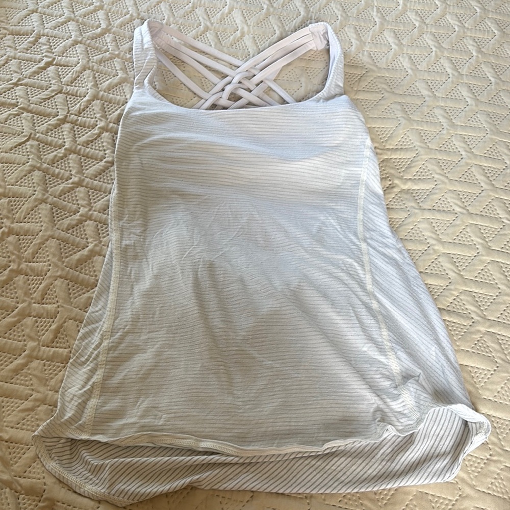 Lululemon Athletica White Asymmetrical Backless Tank Top